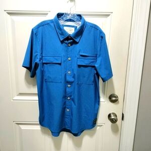 Men's Blue Short Sleeve Button-Down Shirt